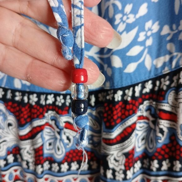 Vintage White Stag Blue and Red Tiered Maxi Skirt Sz Large - Picture 4 of 9